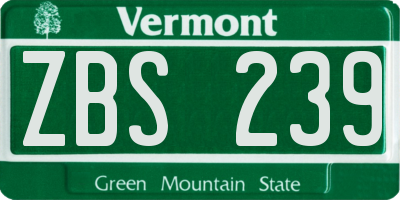 VT license plate ZBS239