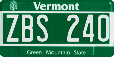 VT license plate ZBS240