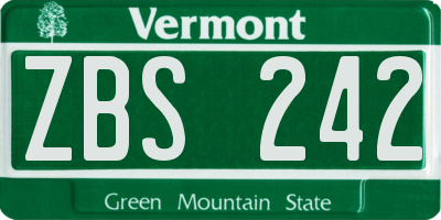 VT license plate ZBS242