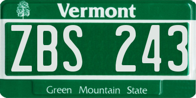 VT license plate ZBS243
