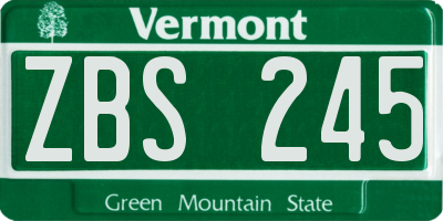 VT license plate ZBS245