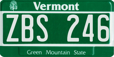 VT license plate ZBS246