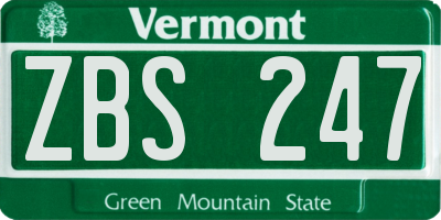 VT license plate ZBS247