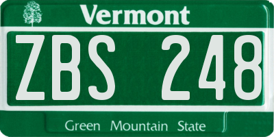 VT license plate ZBS248