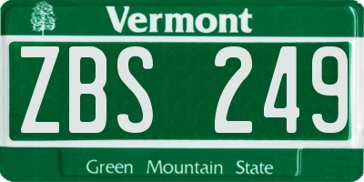 VT license plate ZBS249