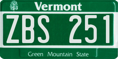 VT license plate ZBS251