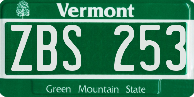 VT license plate ZBS253