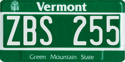 VT license plate ZBS255