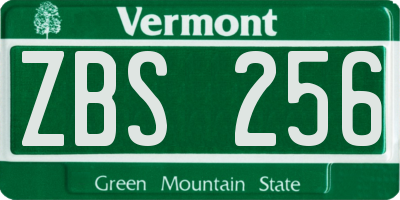 VT license plate ZBS256