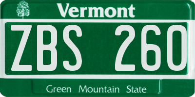 VT license plate ZBS260