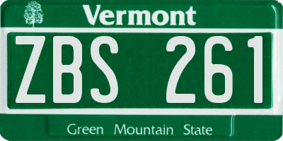 VT license plate ZBS261