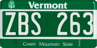 VT license plate ZBS263