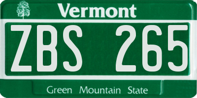 VT license plate ZBS265