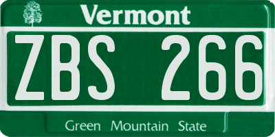 VT license plate ZBS266
