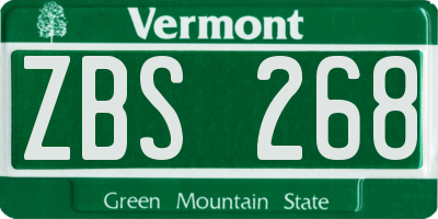 VT license plate ZBS268