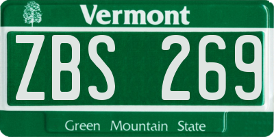 VT license plate ZBS269