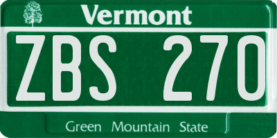 VT license plate ZBS270