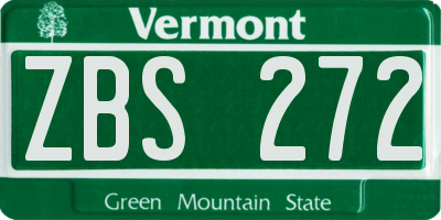 VT license plate ZBS272