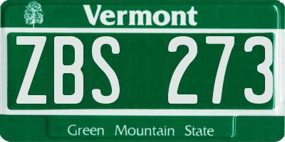 VT license plate ZBS273
