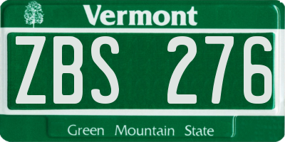 VT license plate ZBS276