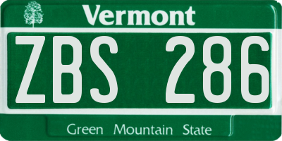 VT license plate ZBS286