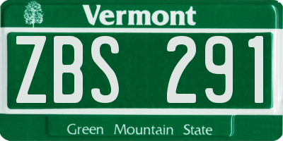 VT license plate ZBS291