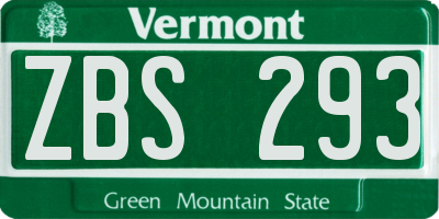 VT license plate ZBS293