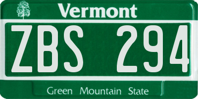 VT license plate ZBS294