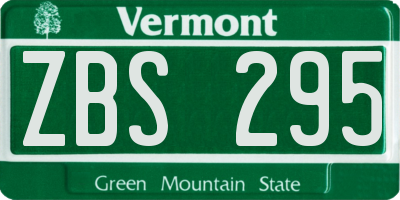 VT license plate ZBS295