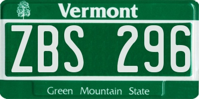 VT license plate ZBS296