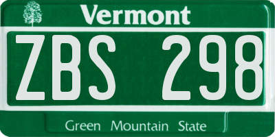 VT license plate ZBS298