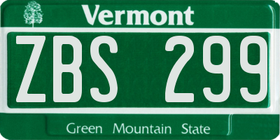 VT license plate ZBS299