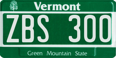 VT license plate ZBS300