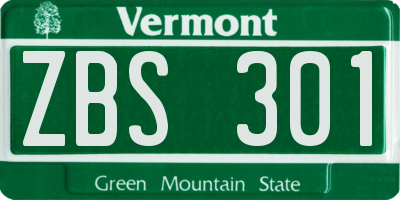 VT license plate ZBS301