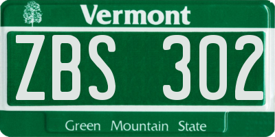VT license plate ZBS302