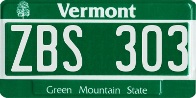 VT license plate ZBS303