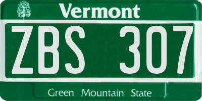 VT license plate ZBS307
