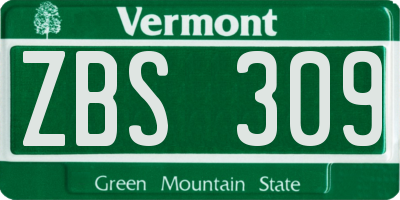 VT license plate ZBS309
