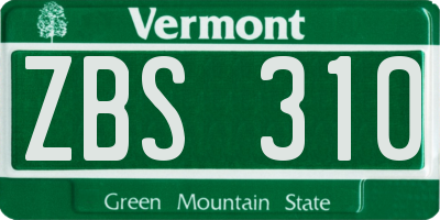 VT license plate ZBS310