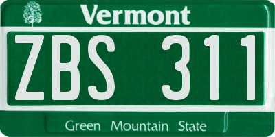 VT license plate ZBS311