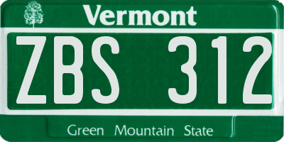 VT license plate ZBS312