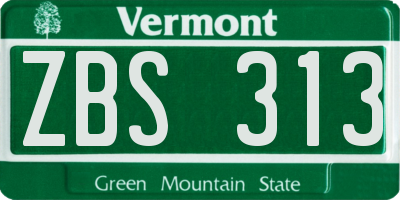 VT license plate ZBS313