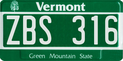 VT license plate ZBS316