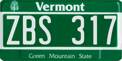 VT license plate ZBS317