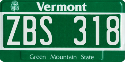 VT license plate ZBS318