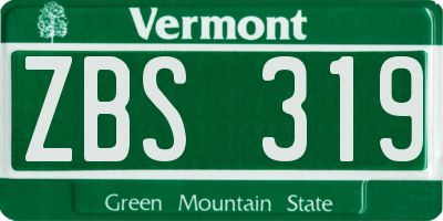 VT license plate ZBS319