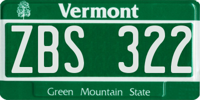 VT license plate ZBS322