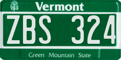 VT license plate ZBS324