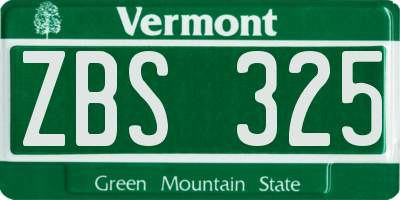 VT license plate ZBS325