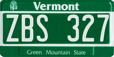 VT license plate ZBS327